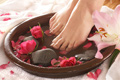 Hot stone feet massage